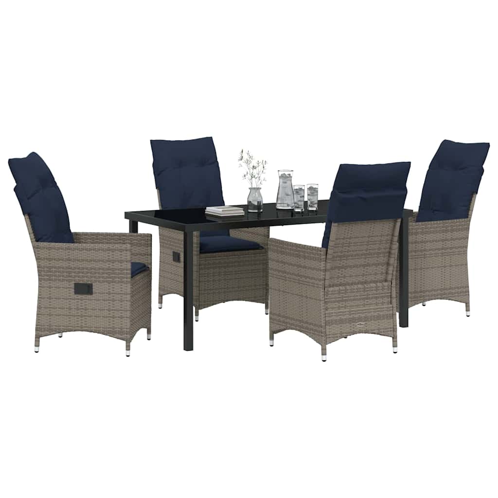 Ensemble table et chaises avec coussin 5 pcs Gris Rotin PE - XIOS