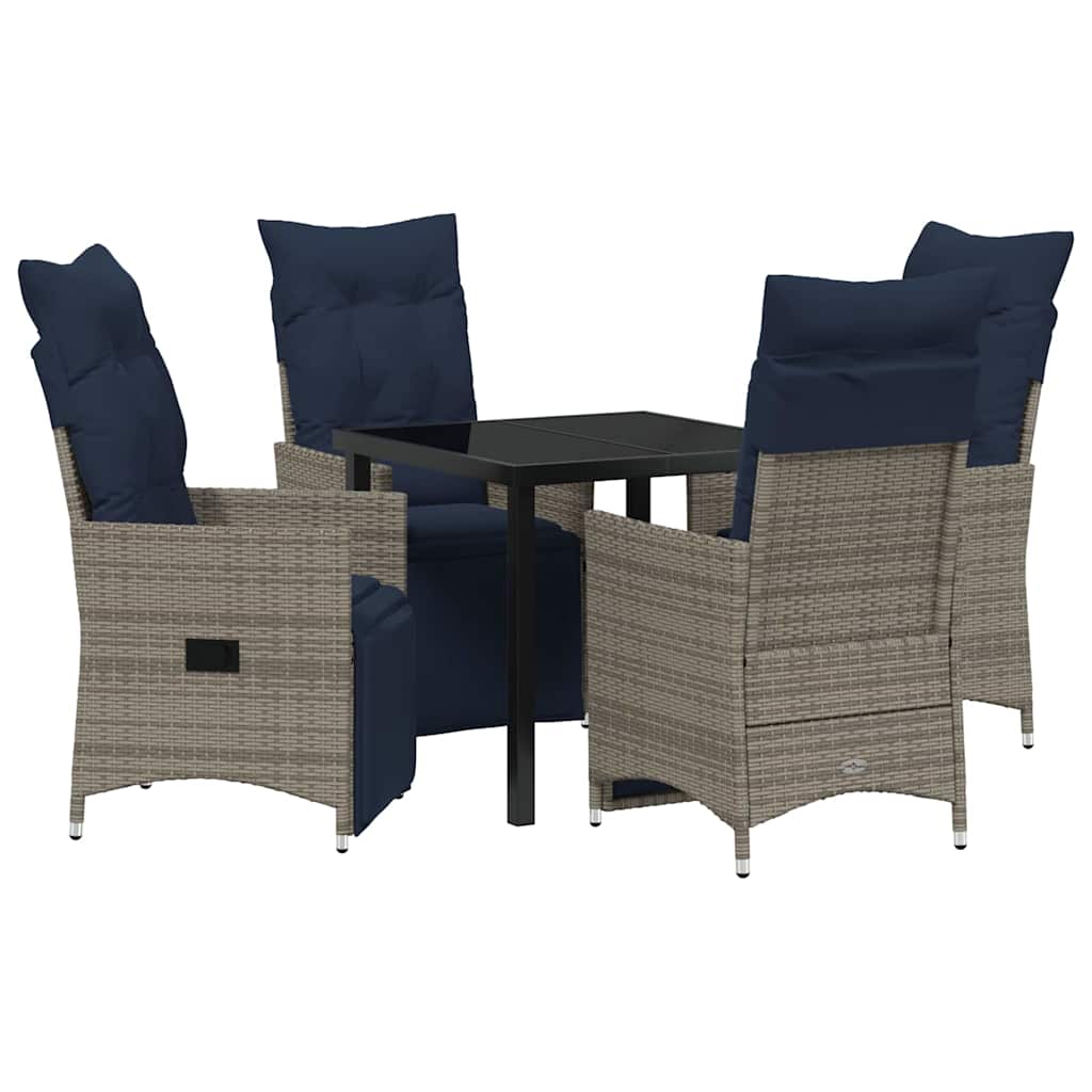 Ensemble table et chaises avec coussin 5 pcs Gris Rotin PE - XIOS