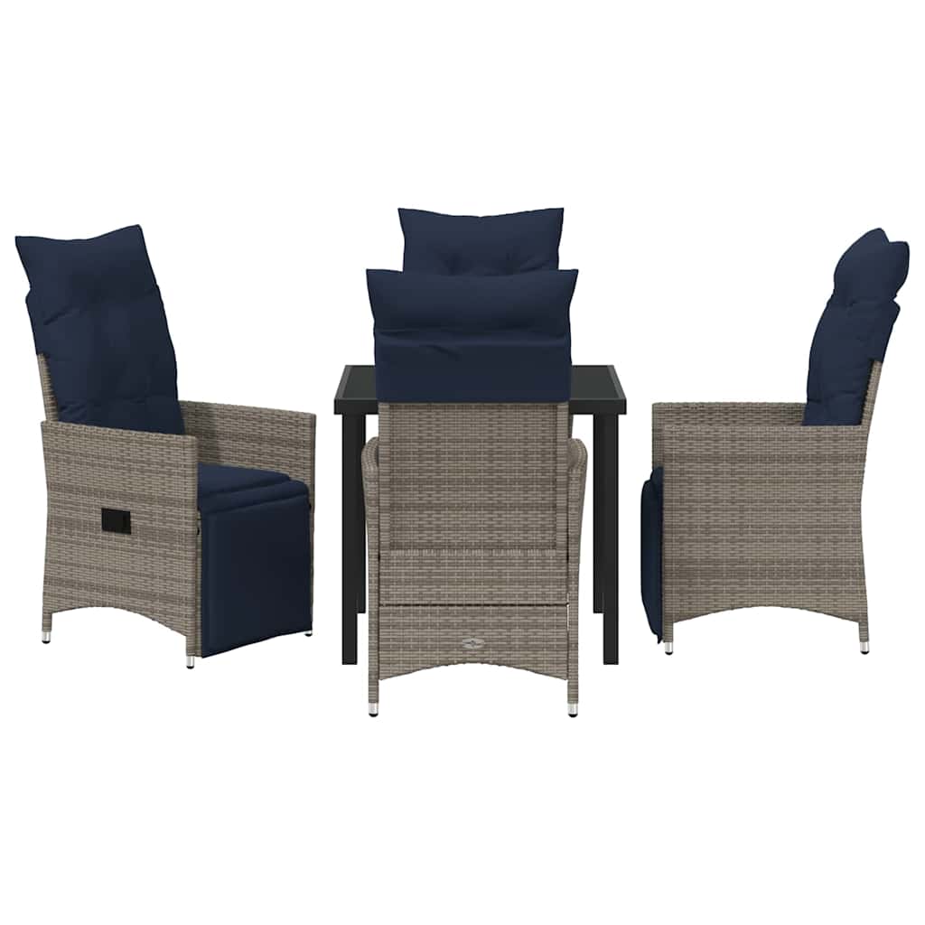 Ensemble table et chaises avec coussin 5 pcs Gris Rotin PE - XIOS