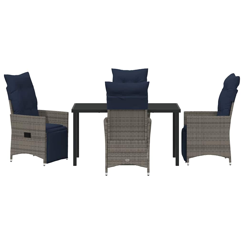Ensemble table et chaises avec coussin 5 pcs Gris Rotin PE - XIOS