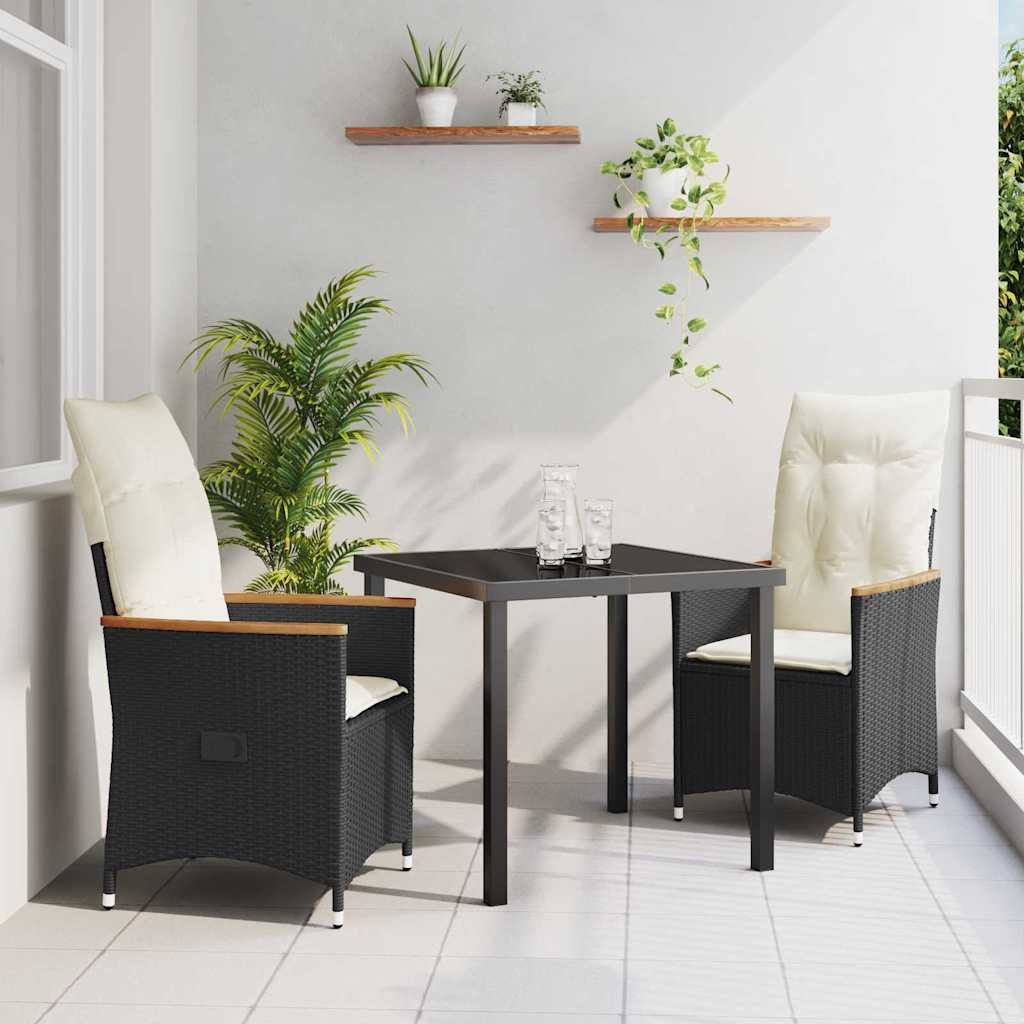 Ensemble de salle à manger pour jardin 3 pcs Noir polyrotin - XIOS