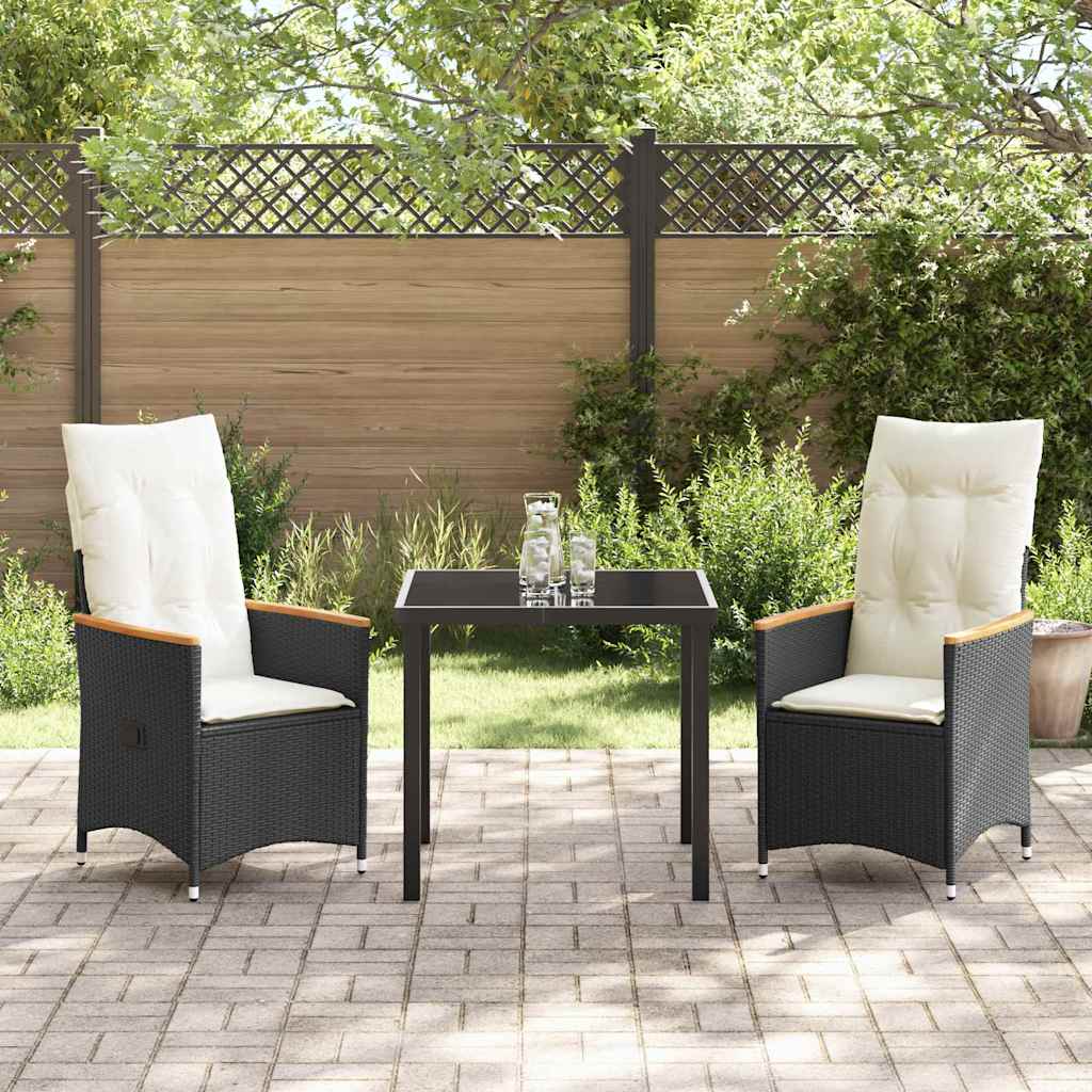 Ensemble de salle à manger pour jardin 3 pcs Noir polyrotin - XIOS