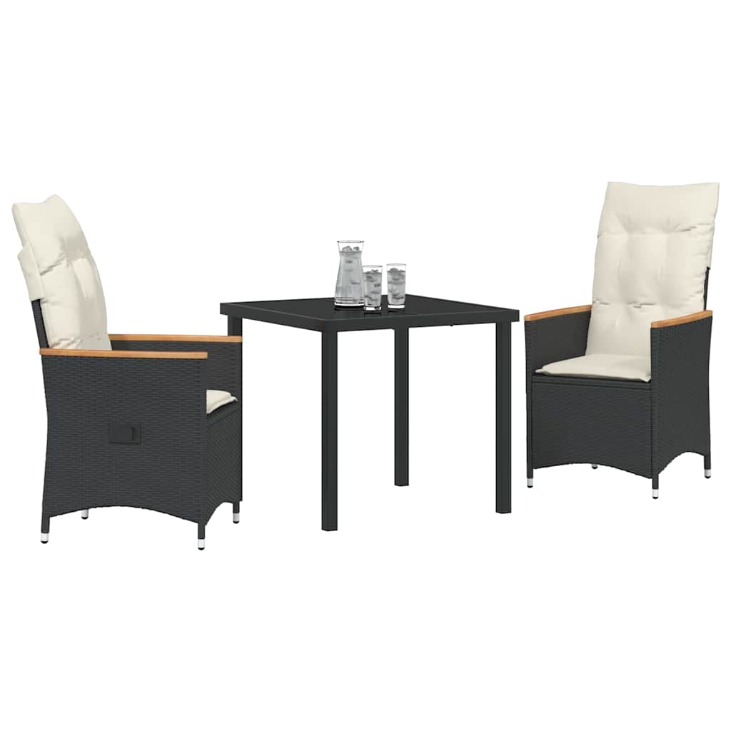 Ensemble de salle à manger pour jardin 3 pcs Noir polyrotin - XIOS