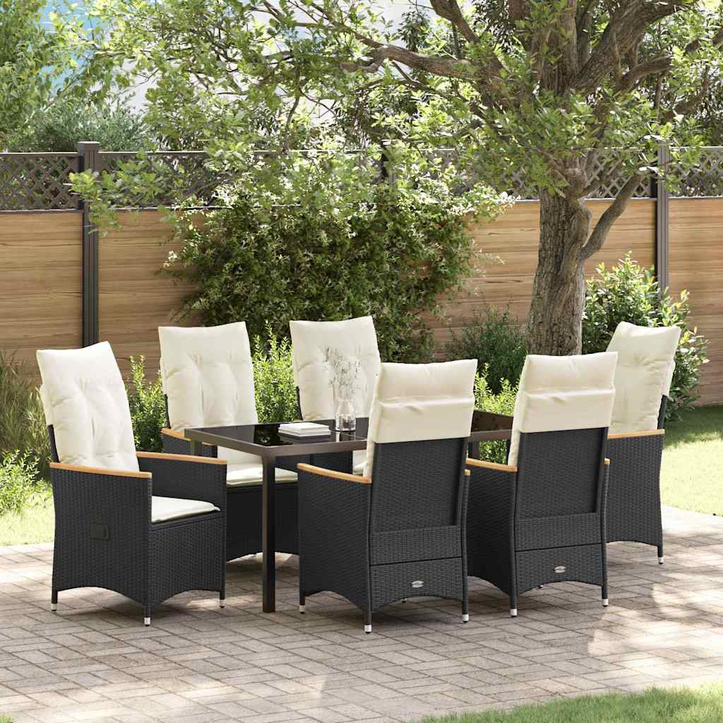 Ensemble de salle à manger pour jardin 7 pcs Noir polyrotin - XIOS
