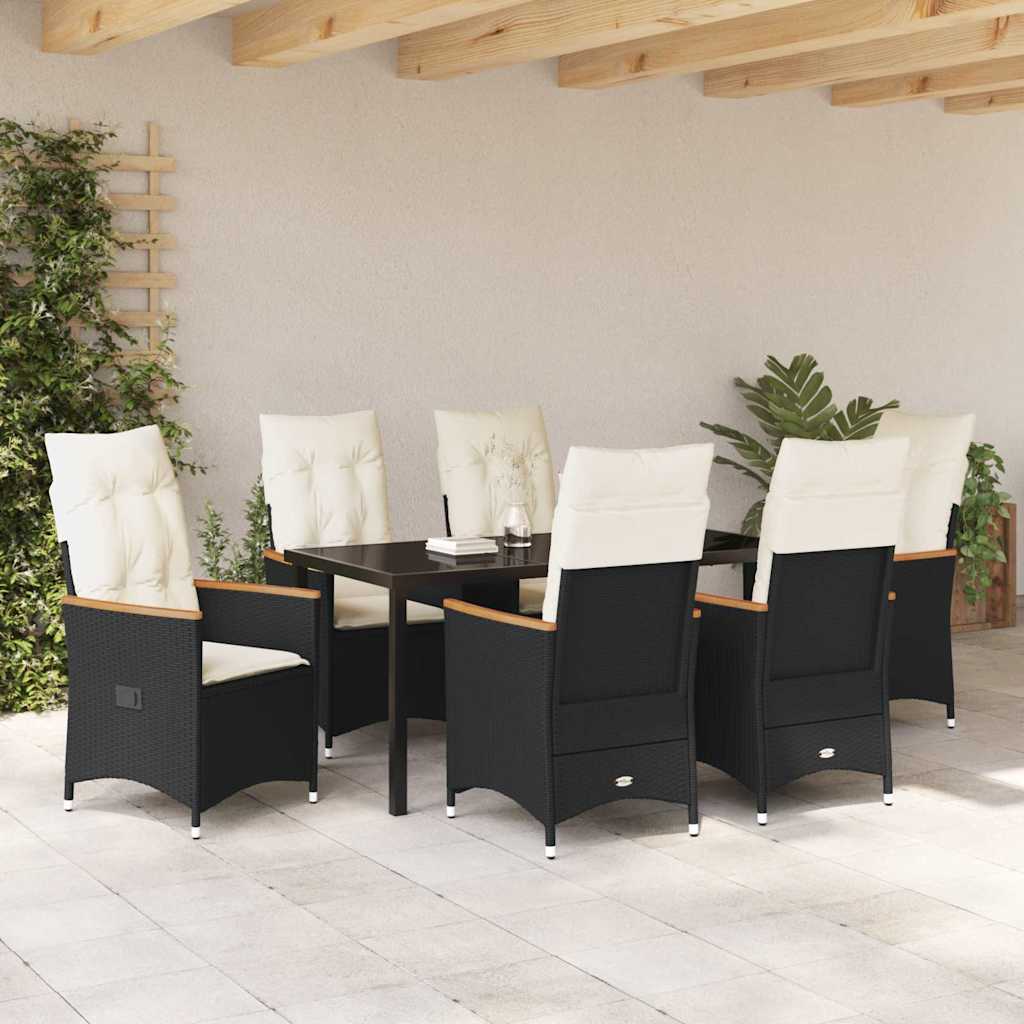 Ensemble de salle à manger pour jardin 7 pcs Noir polyrotin - XIOS