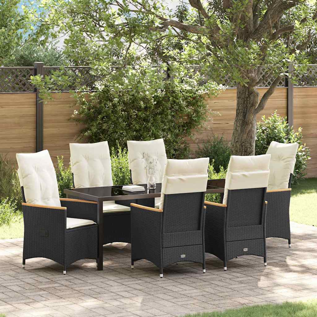 Ensemble de salle à manger pour jardin 7 pcs Noir polyrotin - XIOS