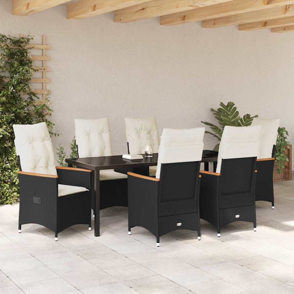 Ensemble de salle à manger pour jardin 7 pcs Noir polyrotin - XIOS