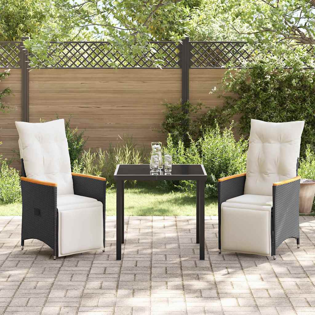 Ensemble de salle à manger pour jardin 3 pcs Noir polyrotin - XIOS