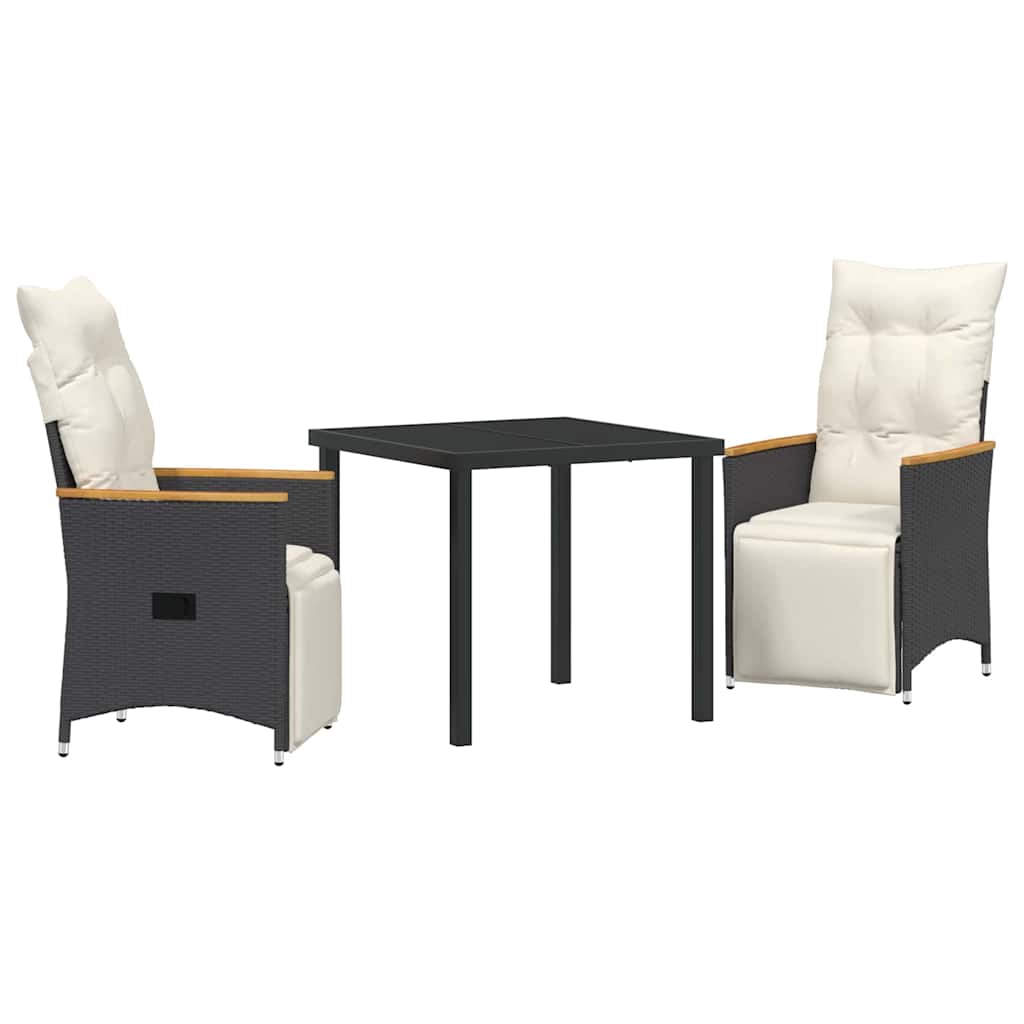 Ensemble de salle à manger pour jardin 3 pcs Noir polyrotin - XIOS