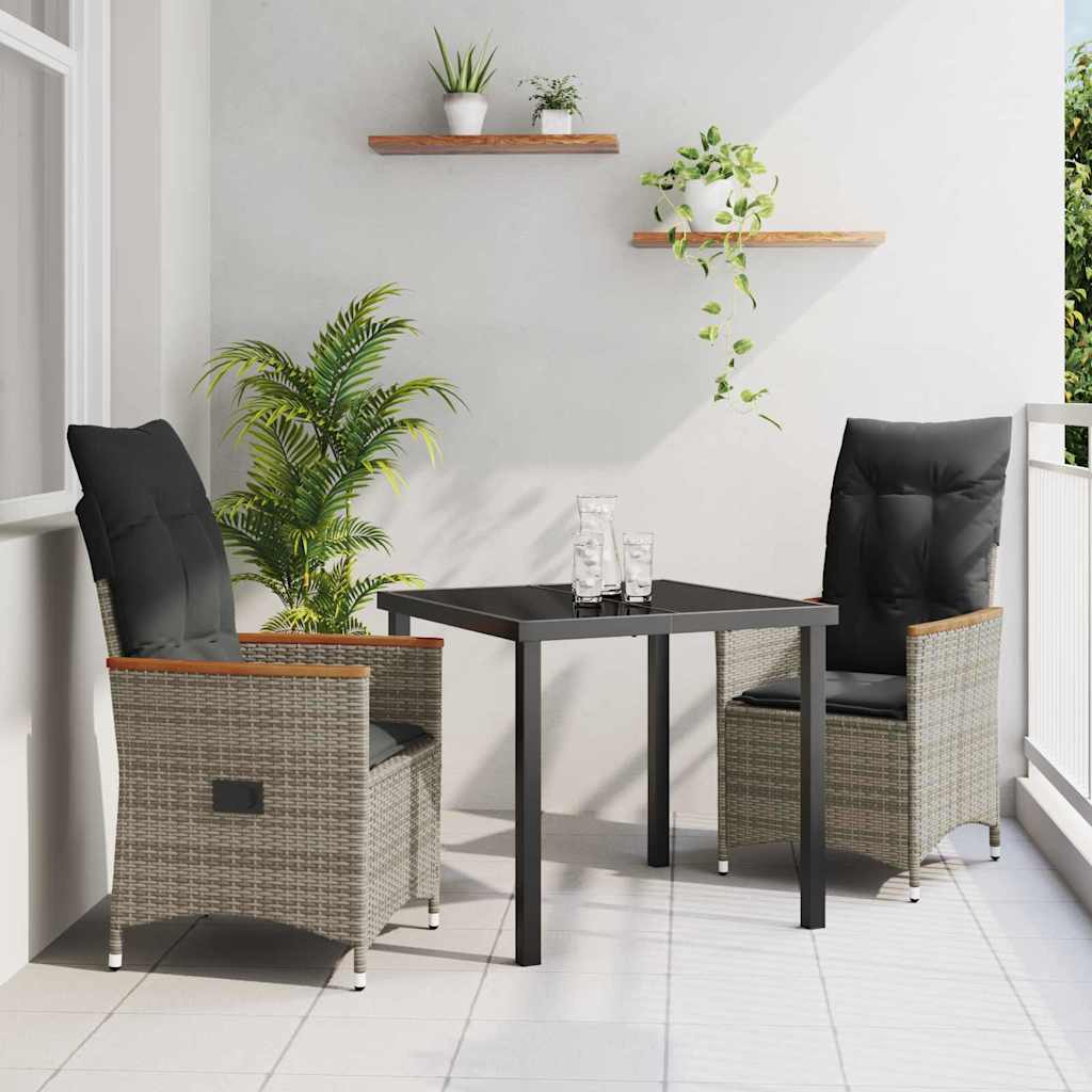 Ensemble de salle à manger pour jardin 3 pcs Gris polyrotin - XIOS