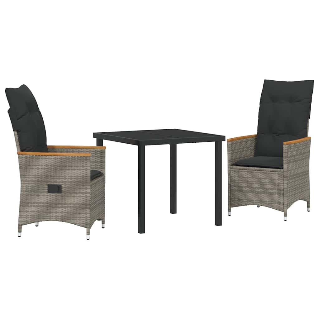 Ensemble de salle à manger pour jardin 3 pcs Gris polyrotin - XIOS