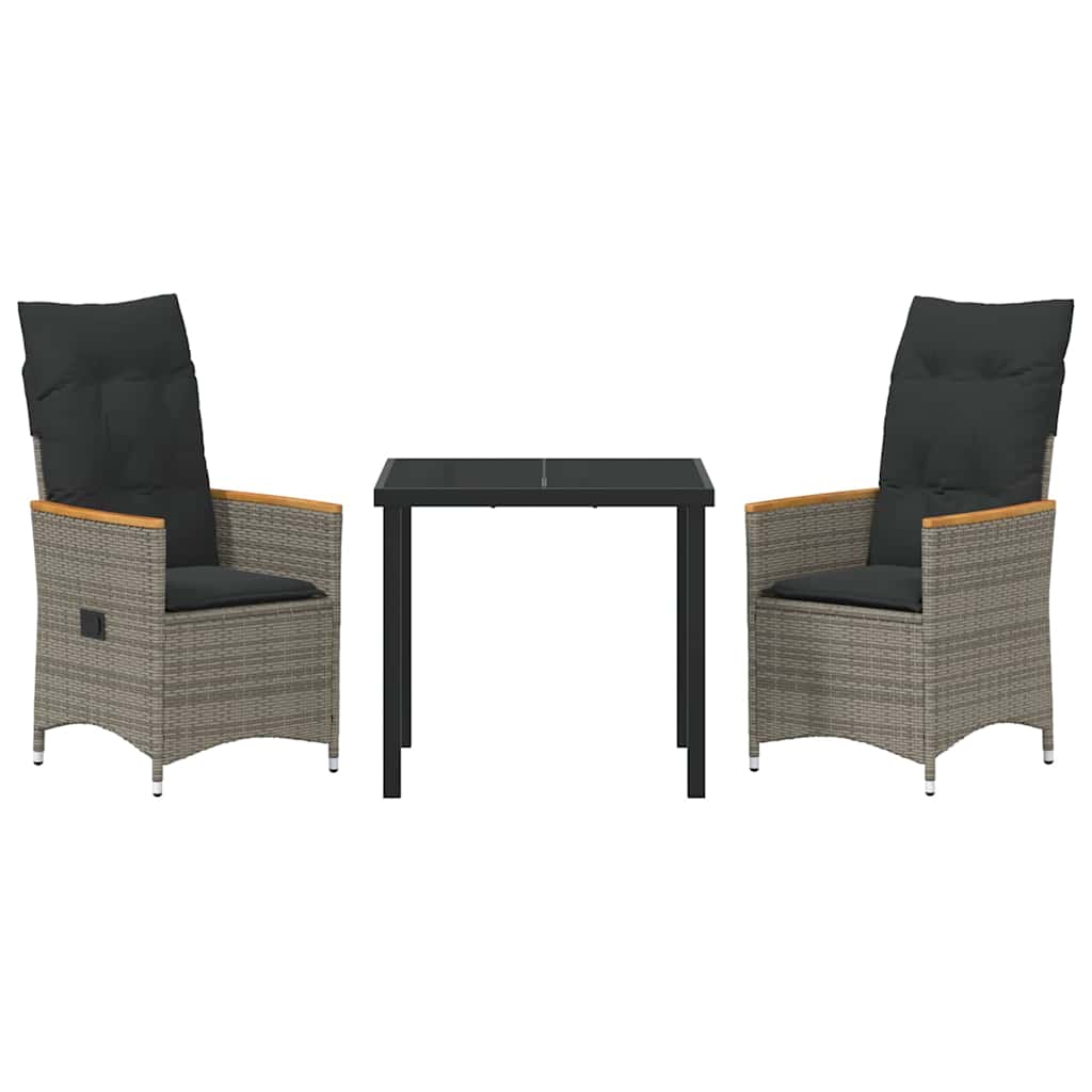 Ensemble de salle à manger pour jardin 3 pcs Gris polyrotin - XIOS