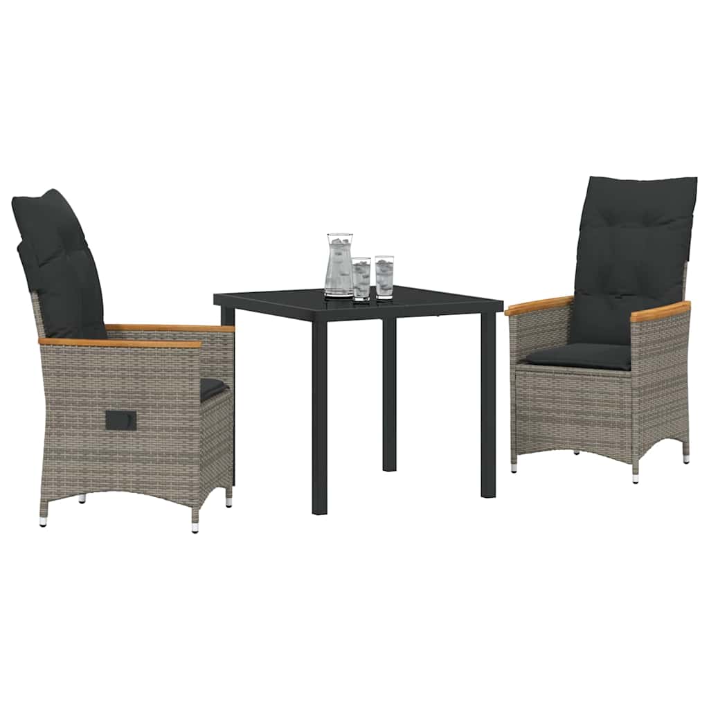 Ensemble de salle à manger pour jardin 3 pcs Gris polyrotin - XIOS