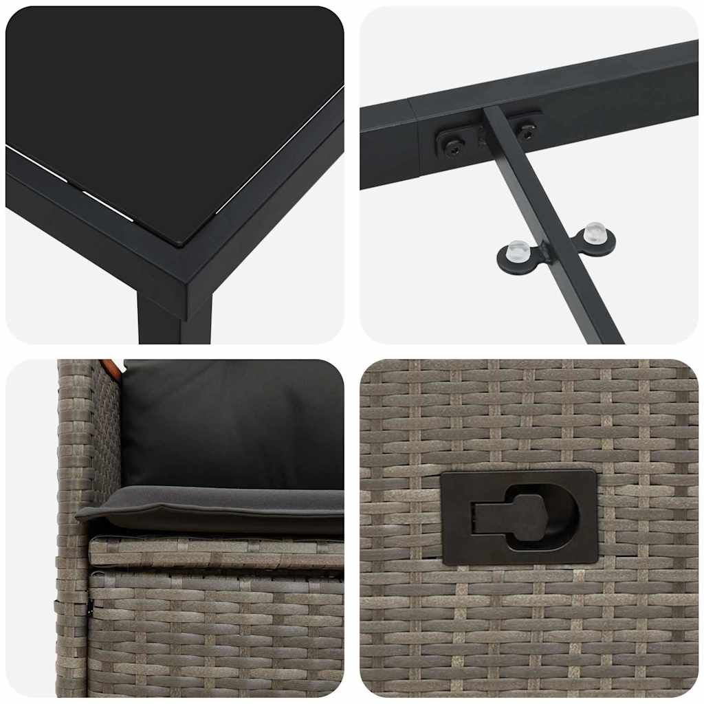 Ensemble de salle à manger pour jardin 5 pcs Gris polyrotin - XIOS
