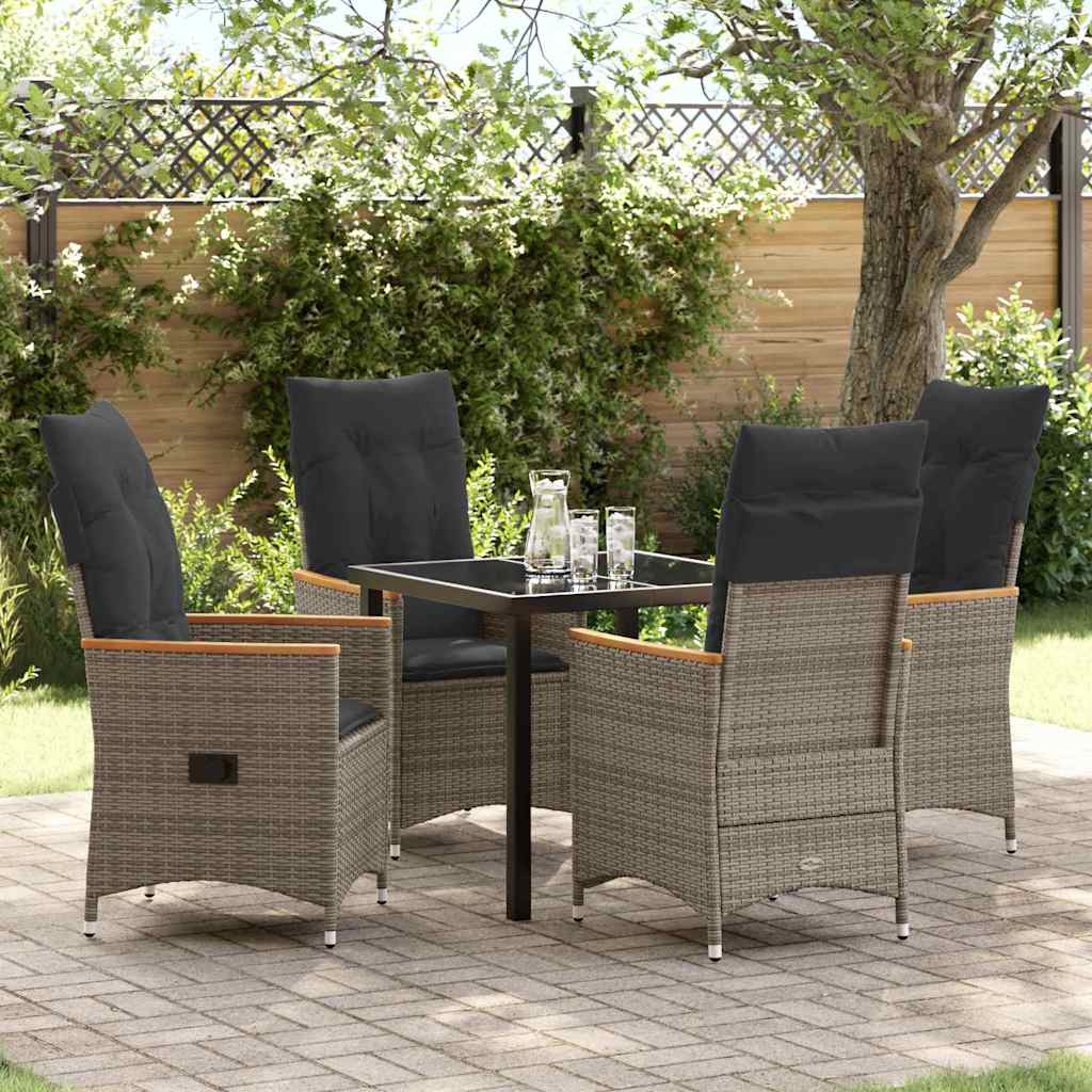 Ensemble de salle à manger pour jardin 5 pcs Gris polyrotin - XIOS