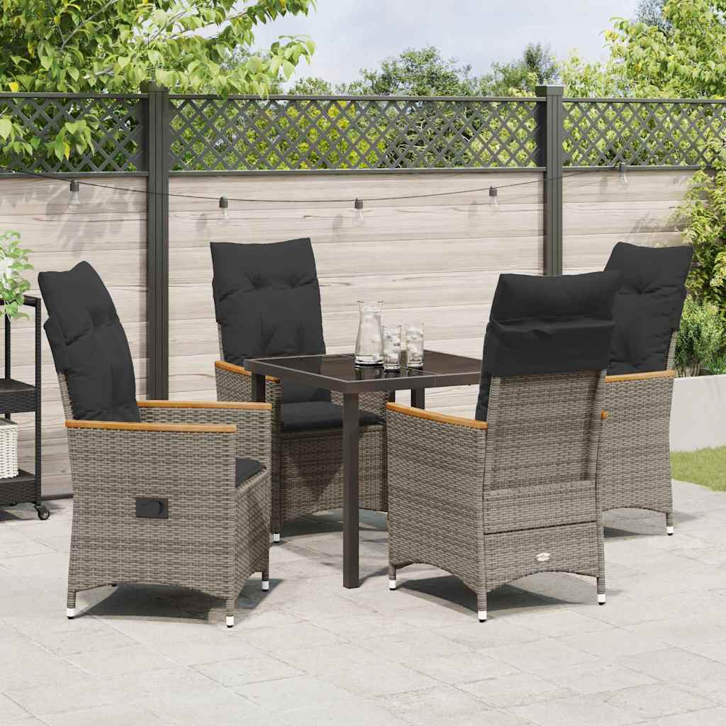 Ensemble de salle à manger pour jardin 5 pcs Gris polyrotin - XIOS