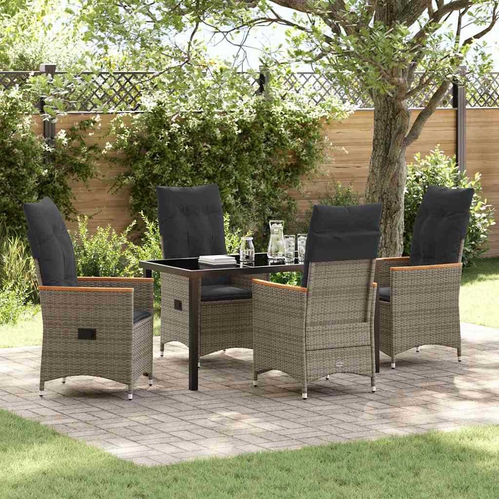 Ensemble de salle à manger pour jardin 5 pcs Gris polyrotin - XIOS