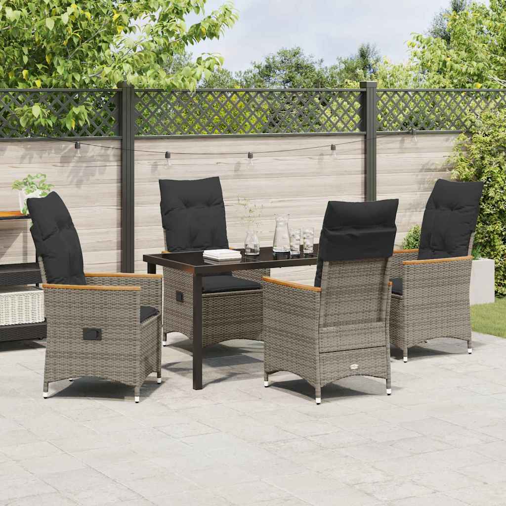 Ensemble de salle à manger pour jardin 5 pcs Gris polyrotin - XIOS