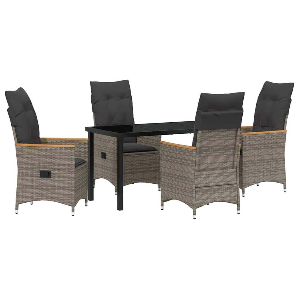 Ensemble de salle à manger pour jardin 5 pcs Gris polyrotin - XIOS