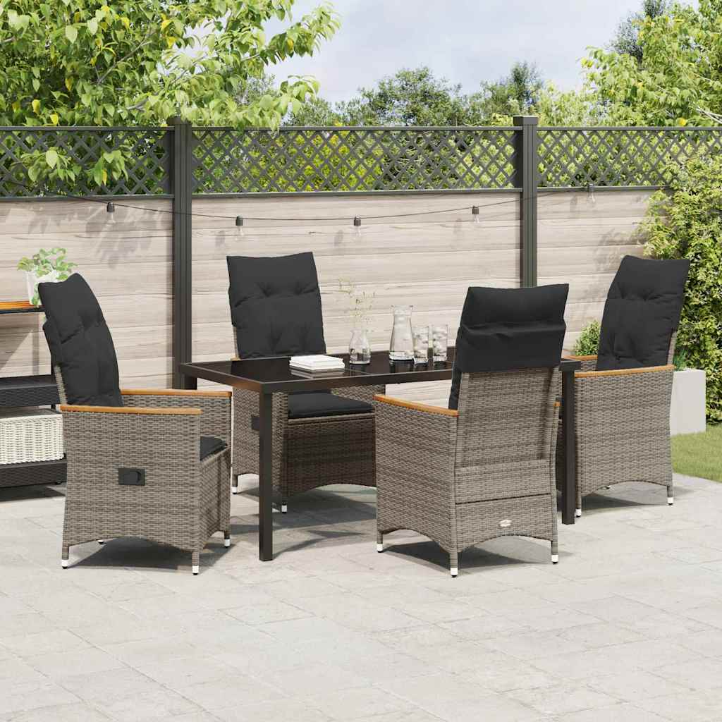 Ensemble de salle à manger pour jardin 5 pcs Gris polyrotin - XIOS