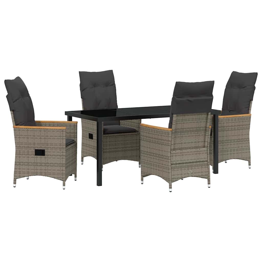 Ensemble de salle à manger pour jardin 5 pcs Gris polyrotin - XIOS