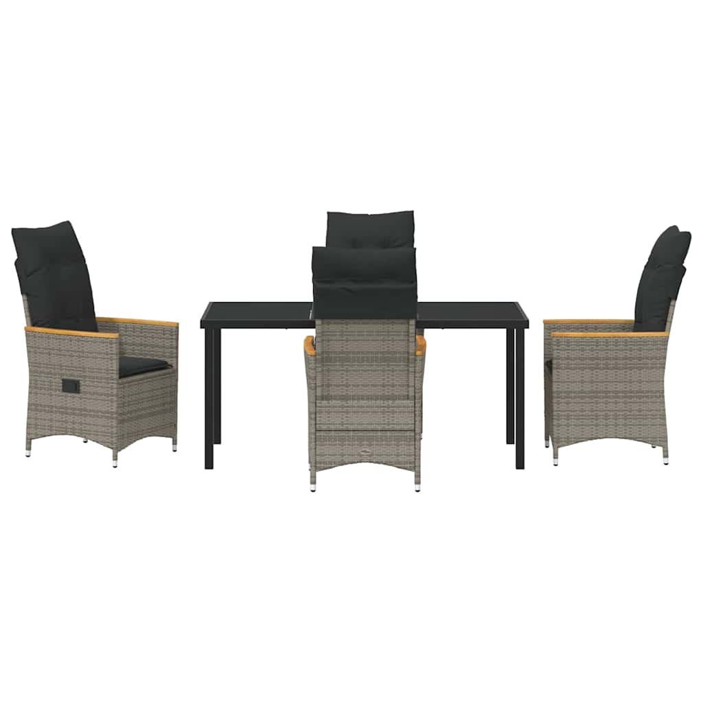 Ensemble de salle à manger pour jardin 5 pcs Gris polyrotin - XIOS