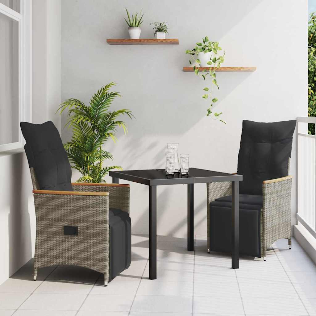 Ensemble de salle à manger pour jardin 3 pcs Gris polyrotin - XIOS