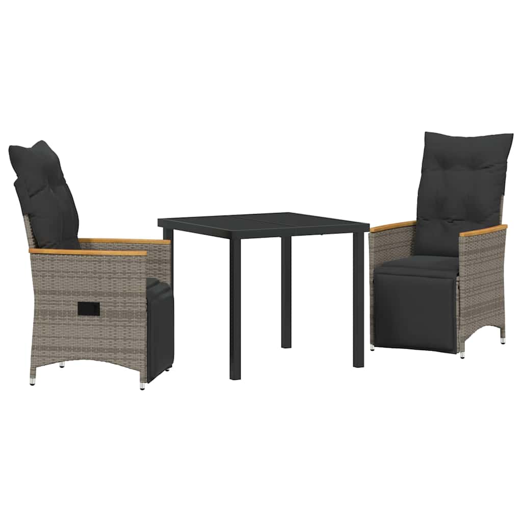 Ensemble de salle à manger pour jardin 3 pcs Gris polyrotin - XIOS