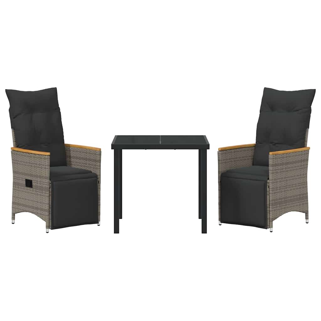 Ensemble de salle à manger pour jardin 3 pcs Gris polyrotin - XIOS