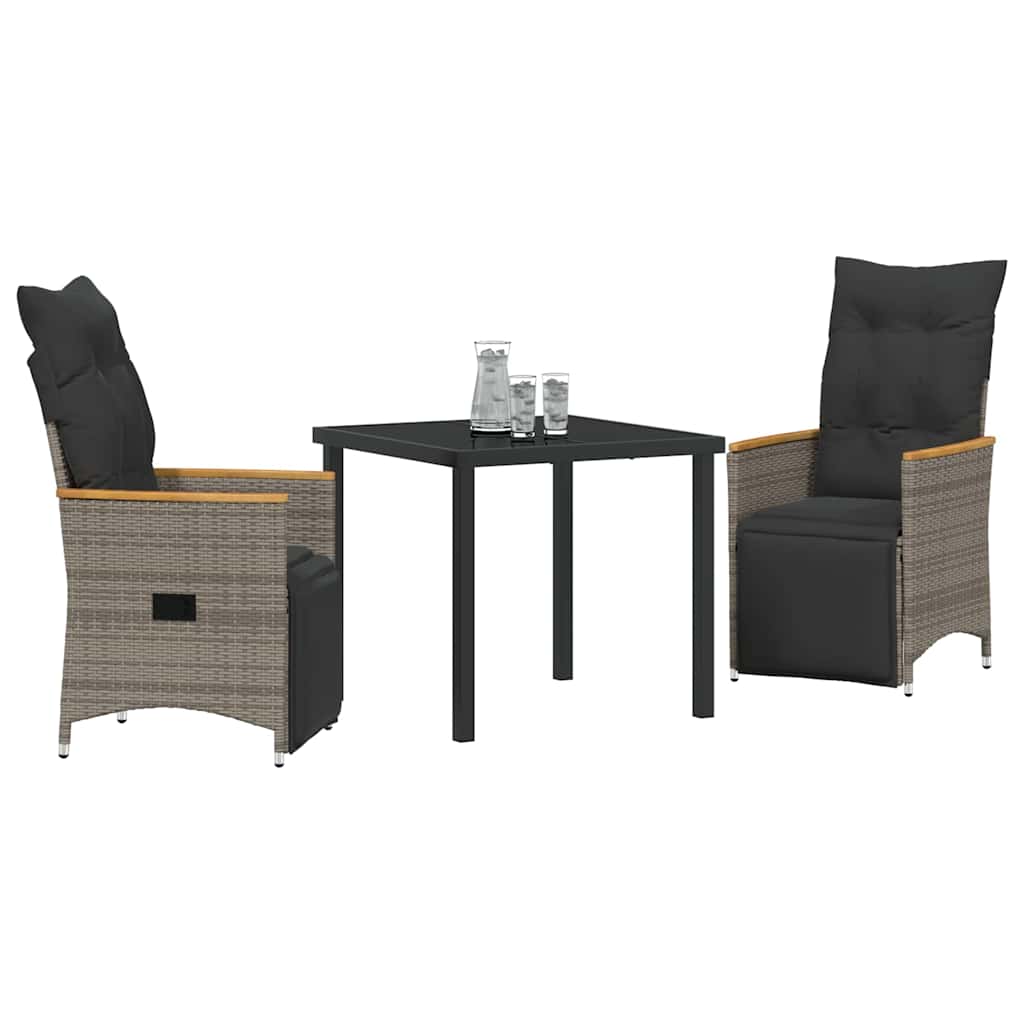 Ensemble de salle à manger pour jardin 3 pcs Gris polyrotin - XIOS