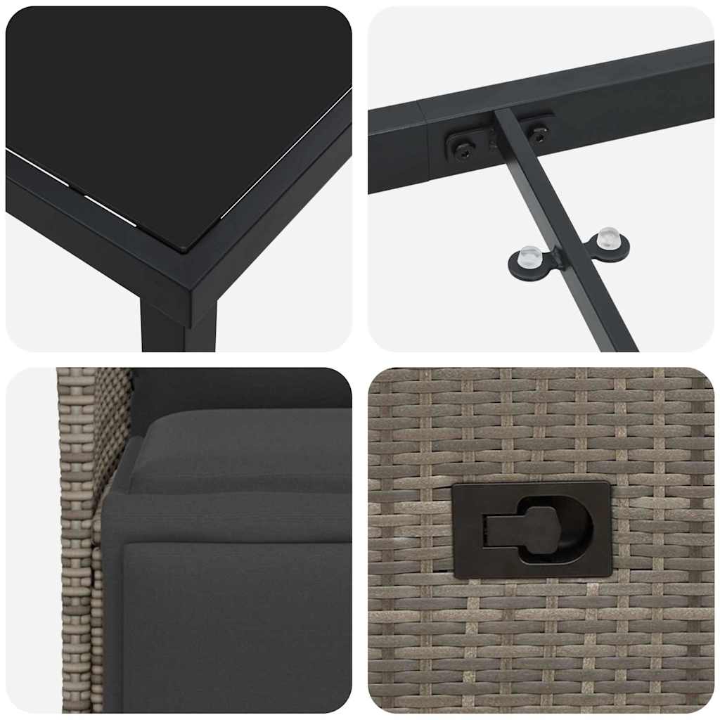 Ensemble de salle à manger pour jardin 5 pcs Gris polyrotin - XIOS