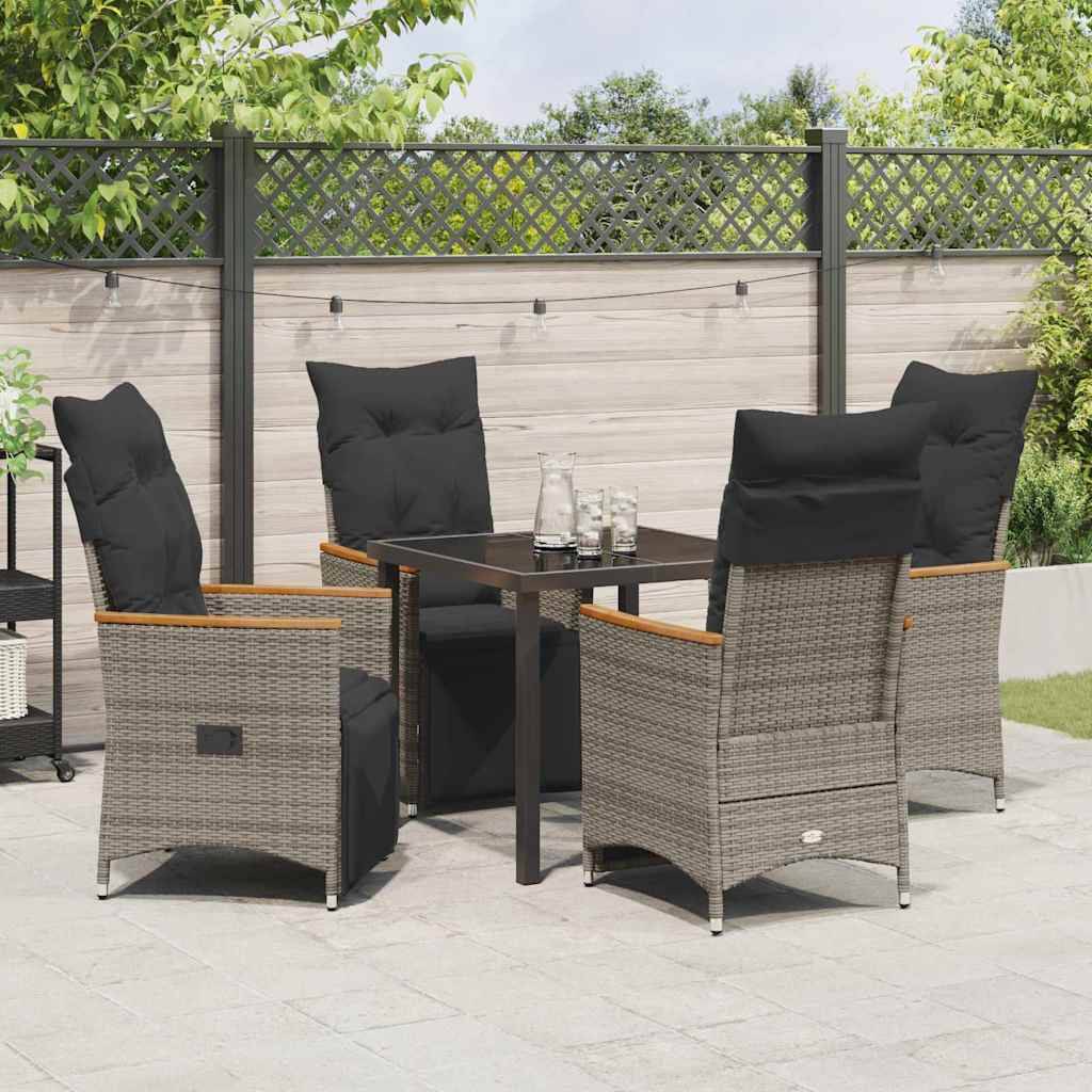 Ensemble de salle à manger pour jardin 5 pcs Gris polyrotin - XIOS