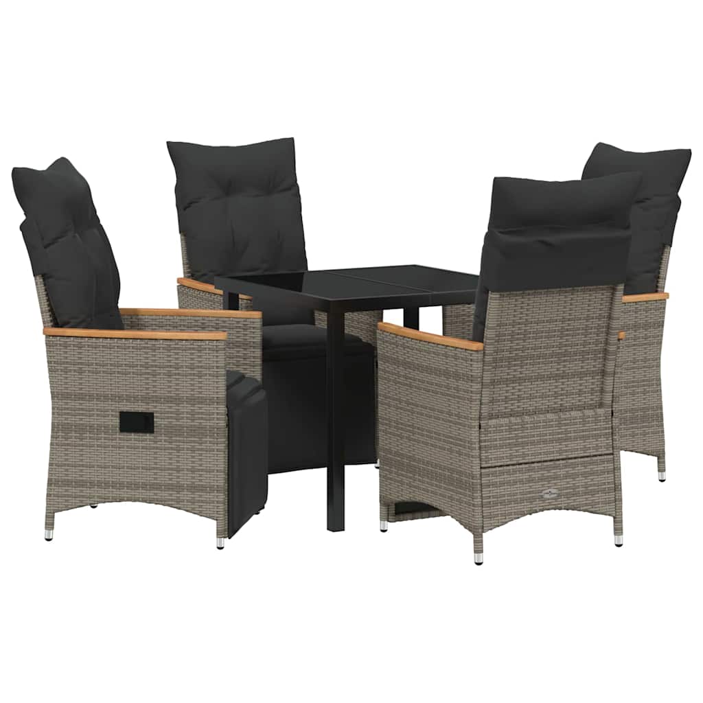 Ensemble de salle à manger pour jardin 5 pcs Gris polyrotin - XIOS