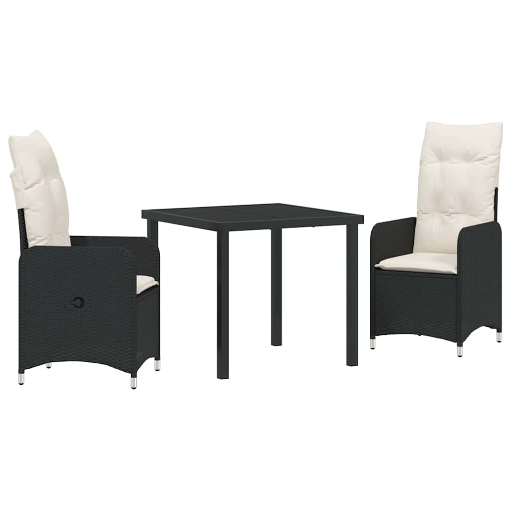 Ensemble de salle à manger pour jardin 3 pcs Noir polyrotin - XIOS