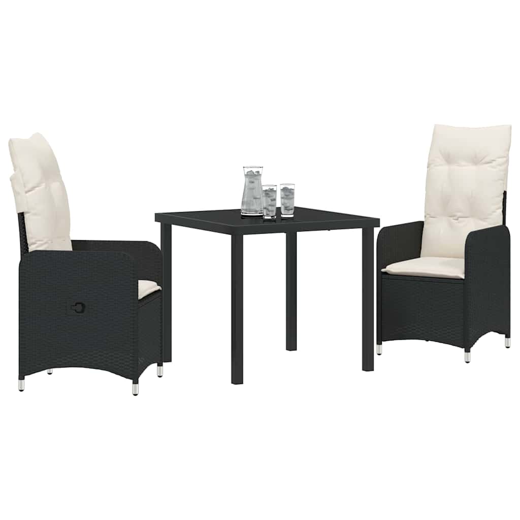 Ensemble de salle à manger pour jardin 3 pcs Noir polyrotin - XIOS