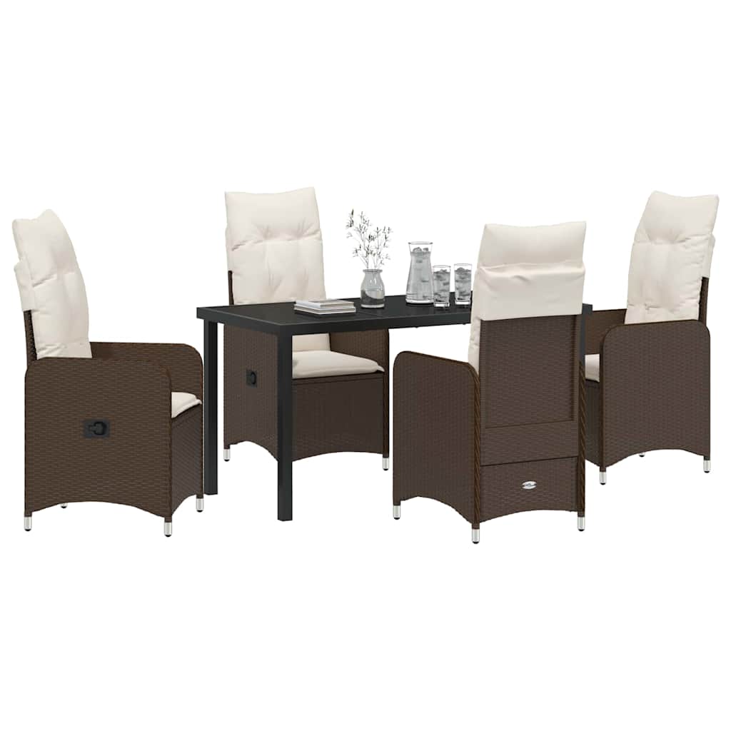 Ensemble de salle à manger pour jardin 5 pcs Marron polyrotin - XIOS