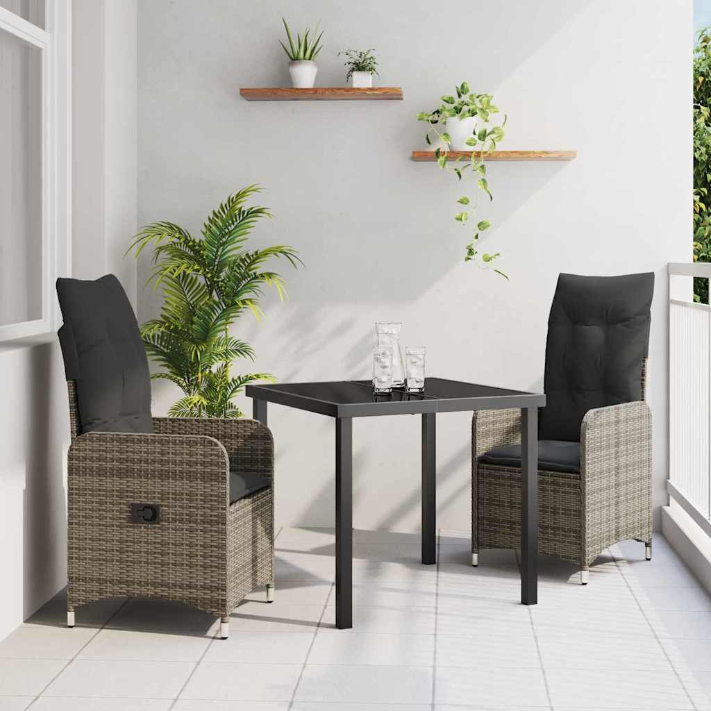 Ensemble de salle à manger pour jardin 3 pcs Gris polyrotin - XIOS