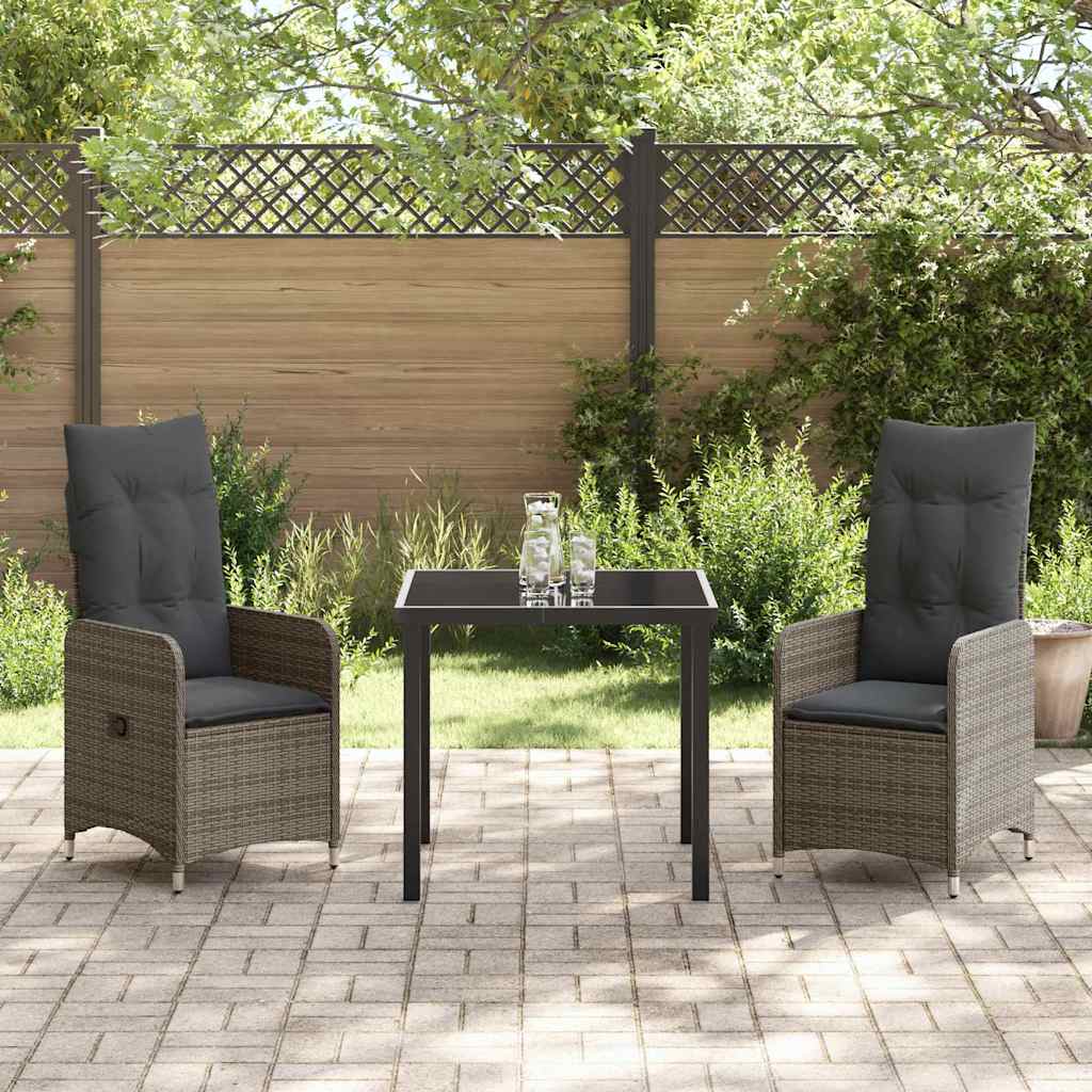 Ensemble de salle à manger pour jardin 3 pcs Gris polyrotin - XIOS
