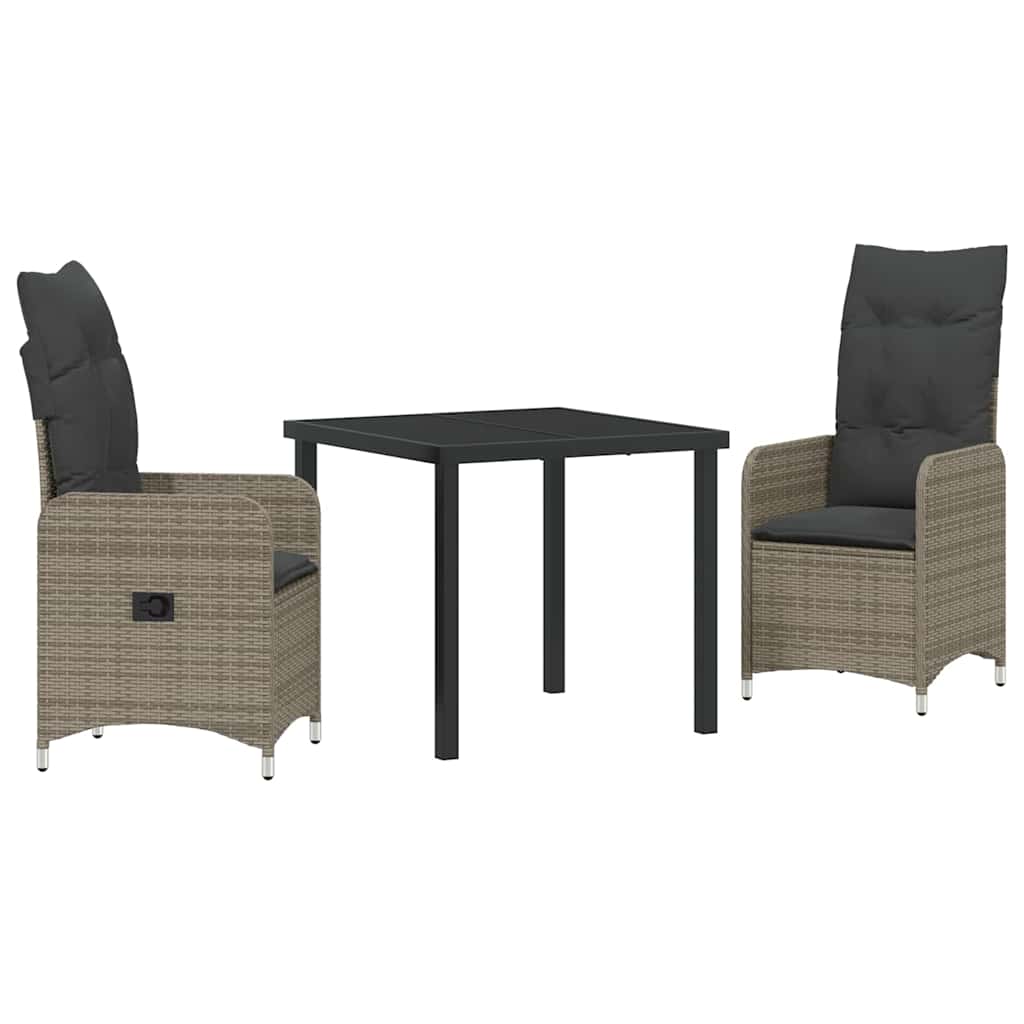 Ensemble de salle à manger pour jardin 3 pcs Gris polyrotin - XIOS