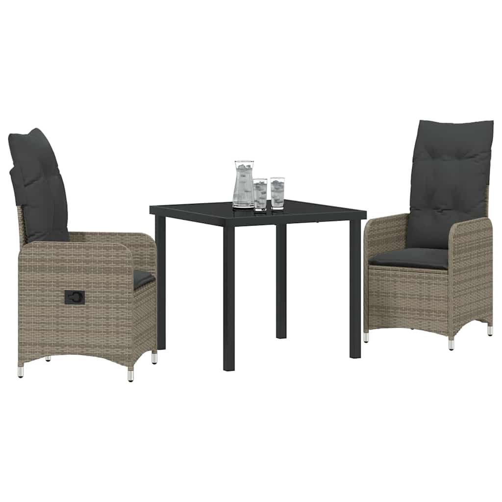 Ensemble de salle à manger pour jardin 3 pcs Gris polyrotin - XIOS