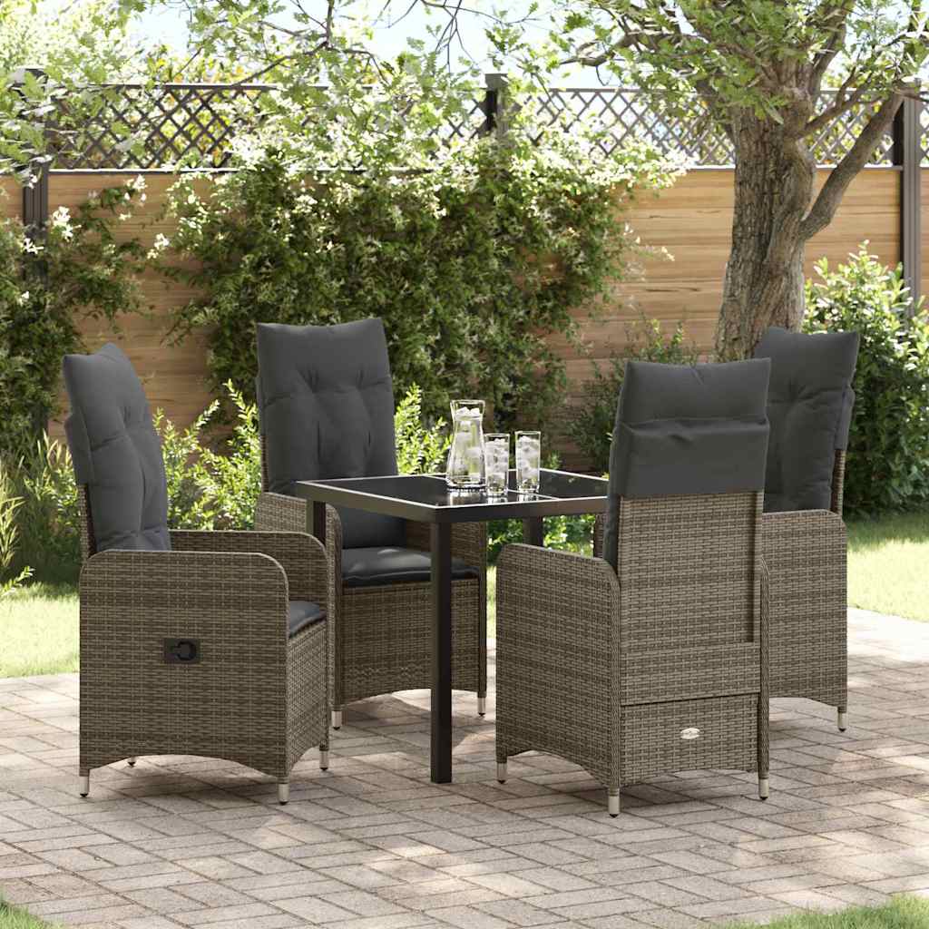 Ensemble de salle à manger pour jardin 5 pcs Gris polyrotin - XIOS