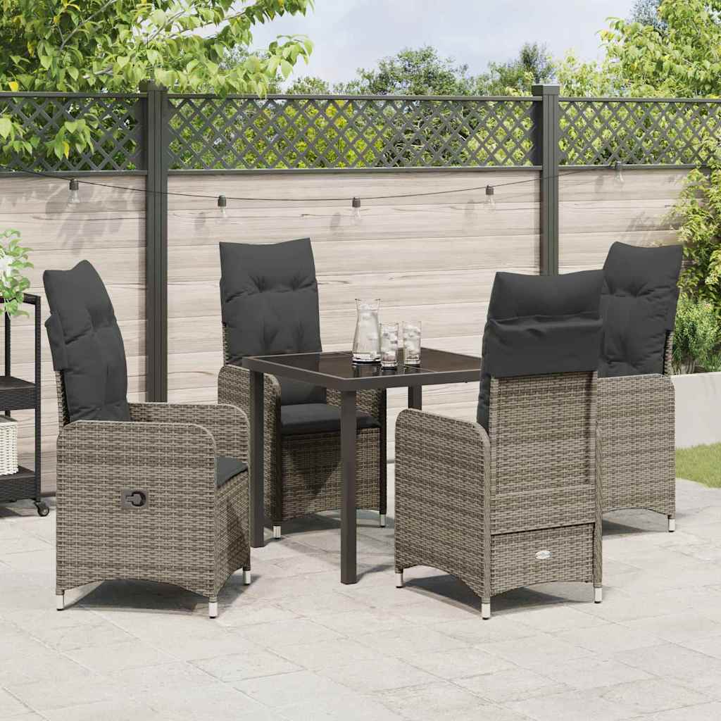 Ensemble de salle à manger pour jardin 5 pcs Gris polyrotin - XIOS