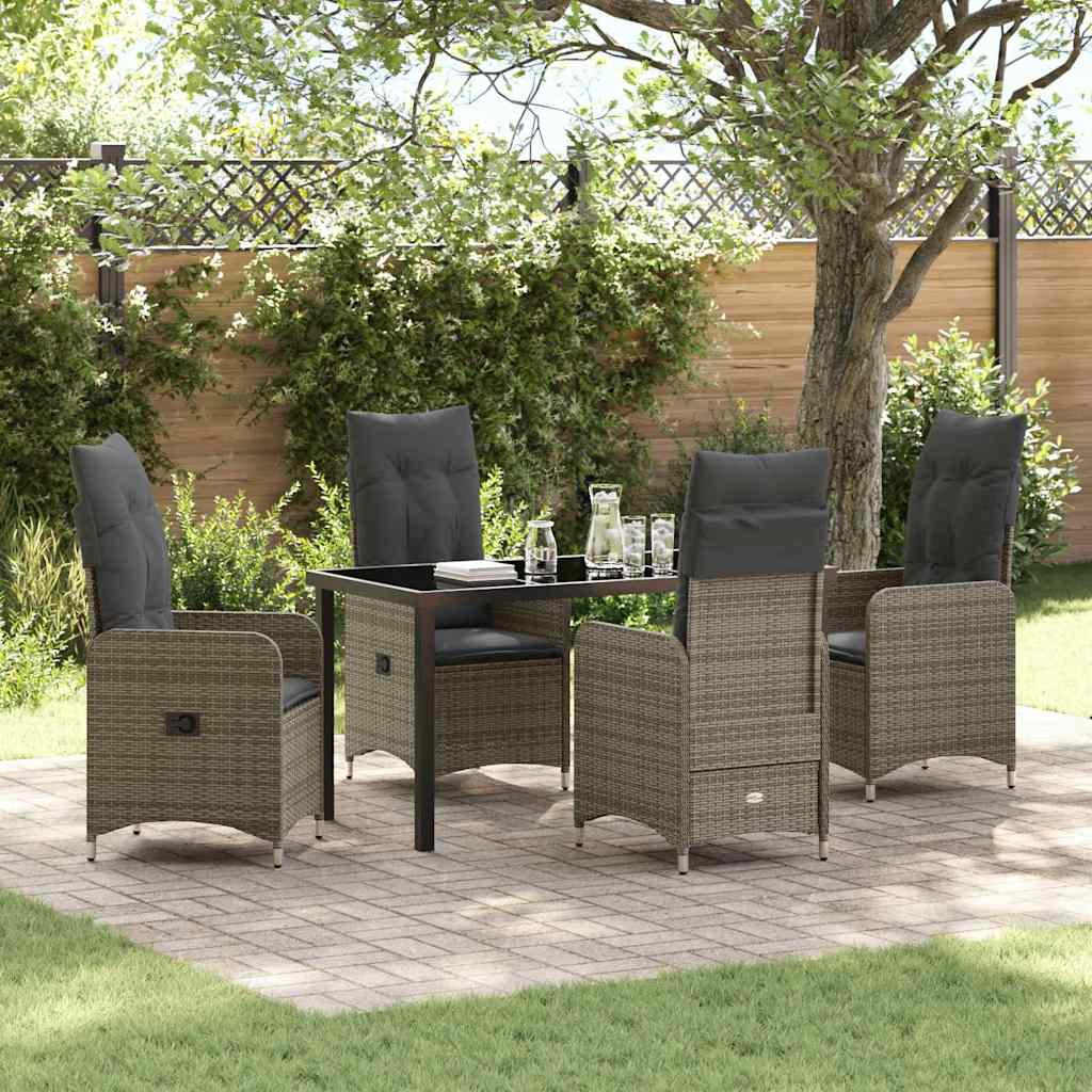 Ensemble de salle à manger pour jardin 5 pcs Gris polyrotin - XIOS