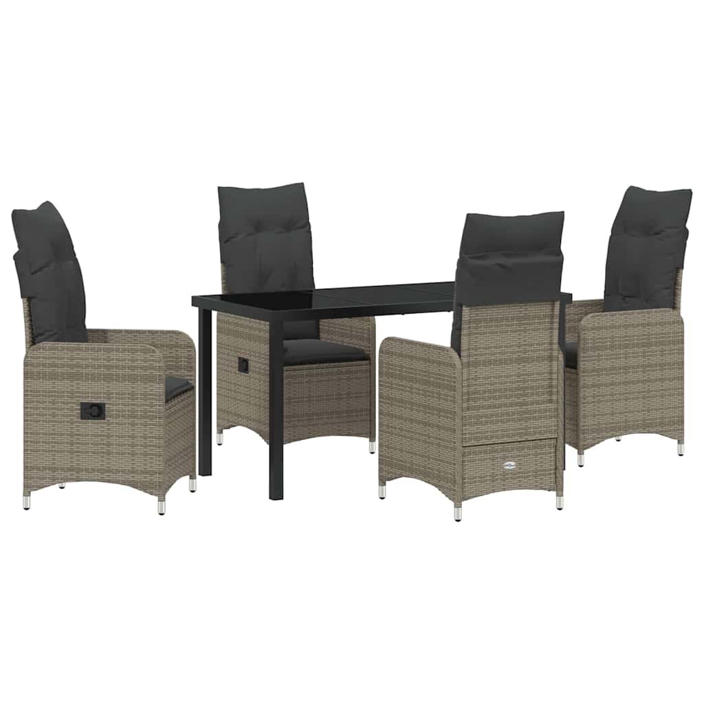 Ensemble de salle à manger pour jardin 5 pcs Gris polyrotin - XIOS