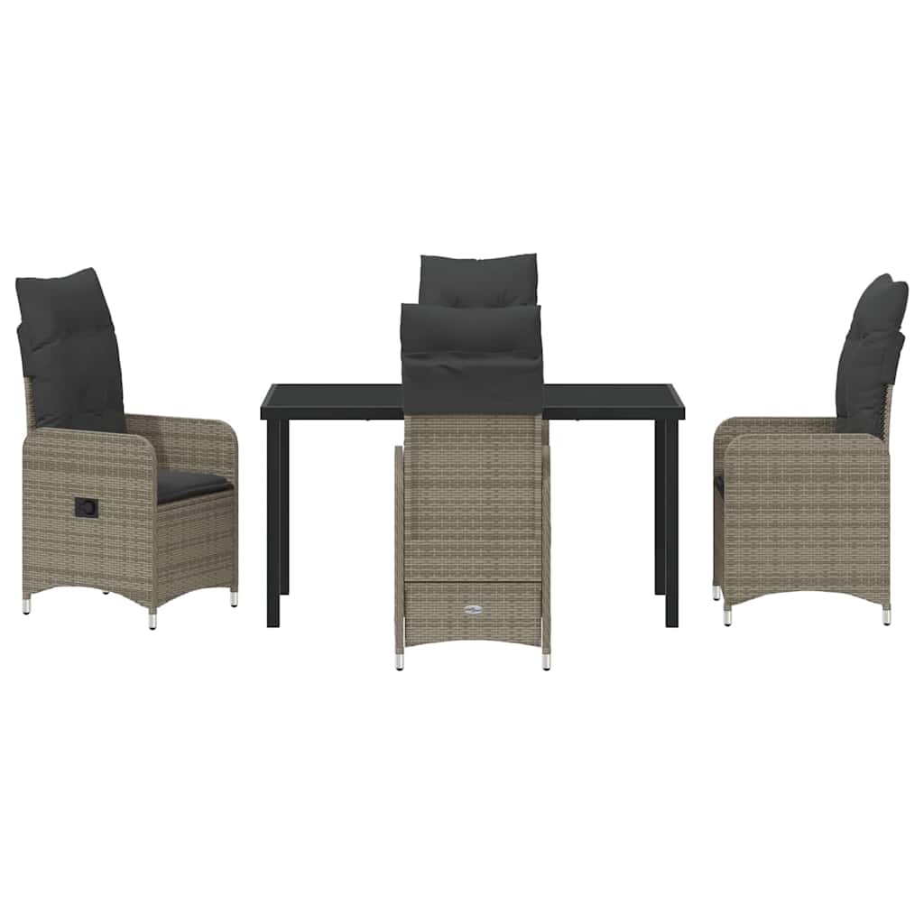 Ensemble de salle à manger pour jardin 5 pcs Gris polyrotin - XIOS