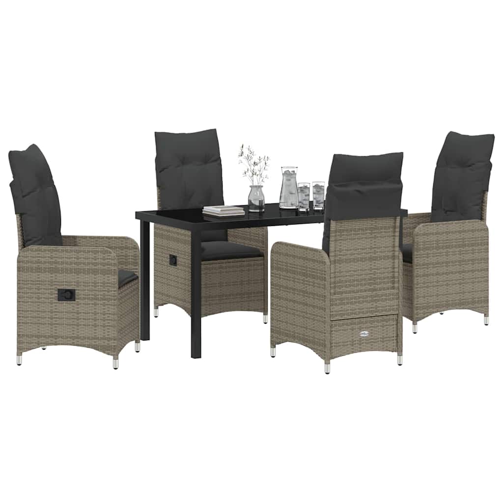 Ensemble de salle à manger pour jardin 5 pcs Gris polyrotin - XIOS