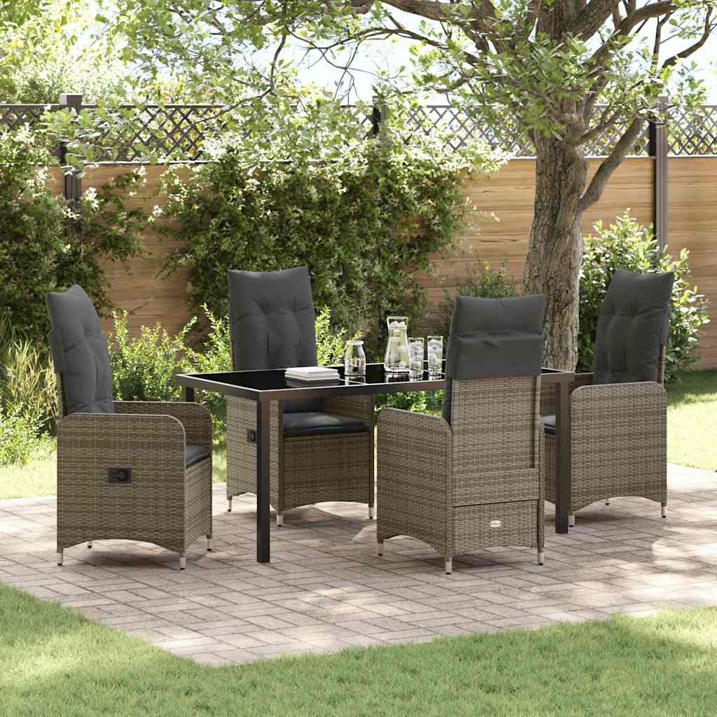 Ensemble de salle à manger pour jardin 5 pcs Gris polyrotin - XIOS