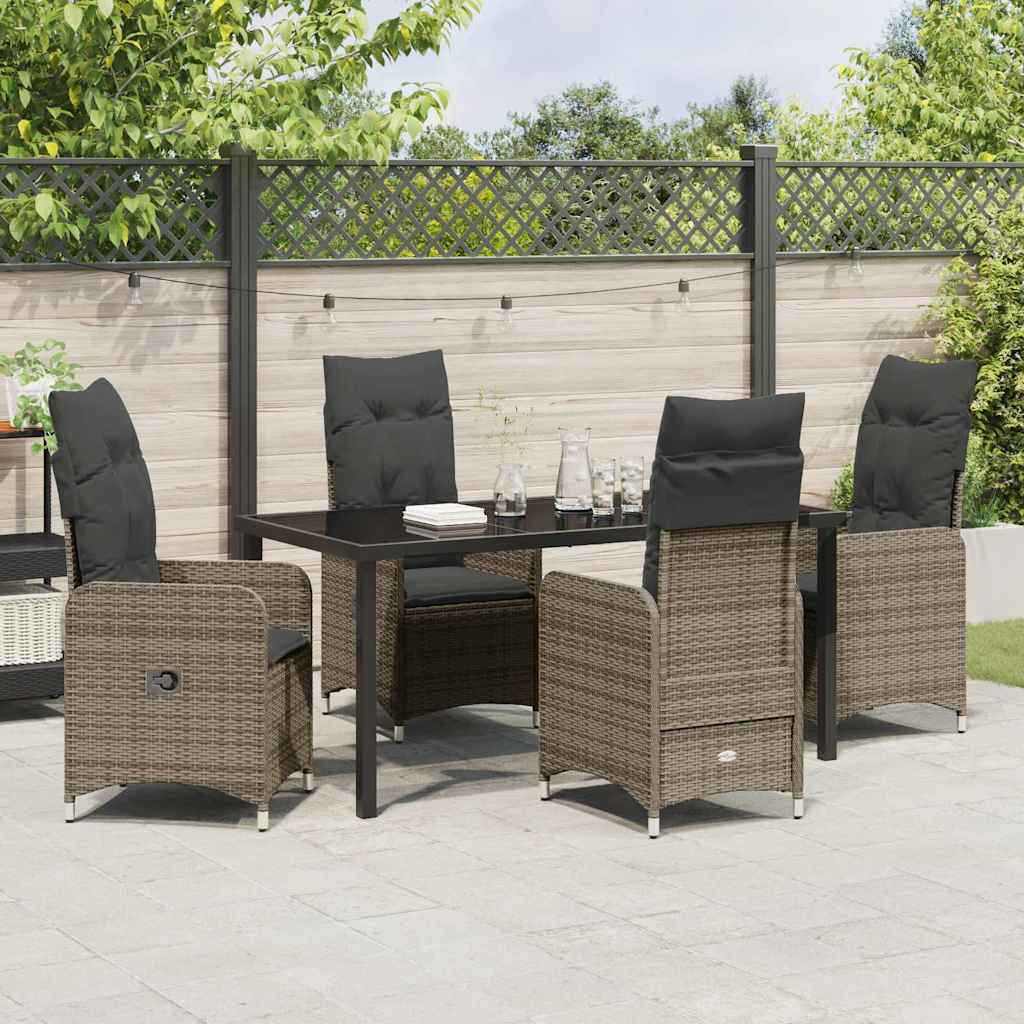 Ensemble de salle à manger pour jardin 5 pcs Gris polyrotin - XIOS