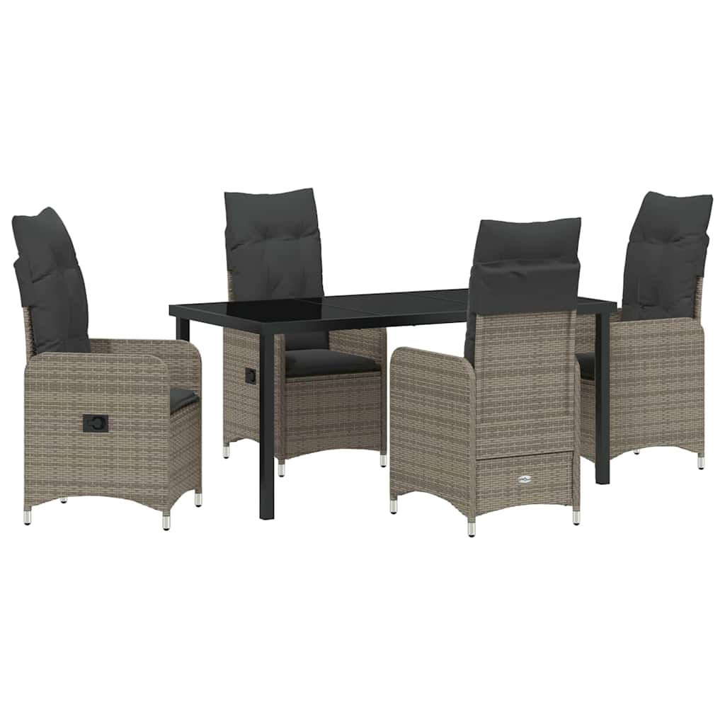 Ensemble de salle à manger pour jardin 5 pcs Gris polyrotin - XIOS