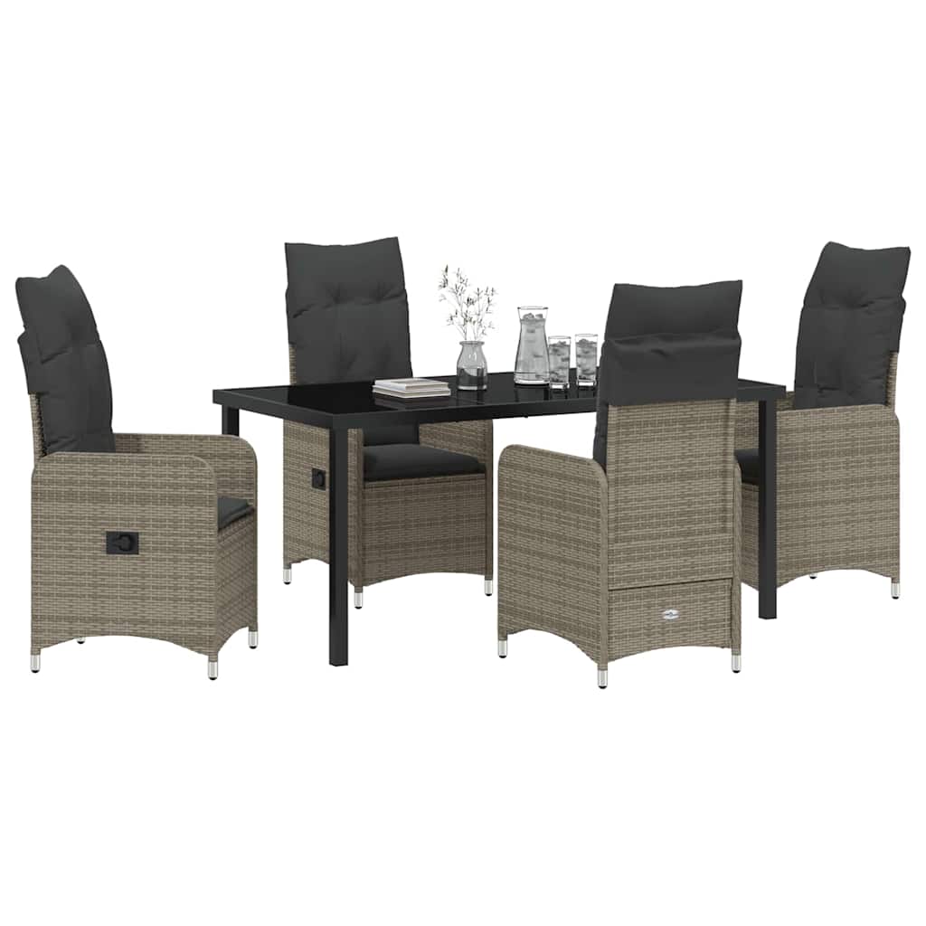 Ensemble de salle à manger pour jardin 5 pcs Gris polyrotin - XIOS